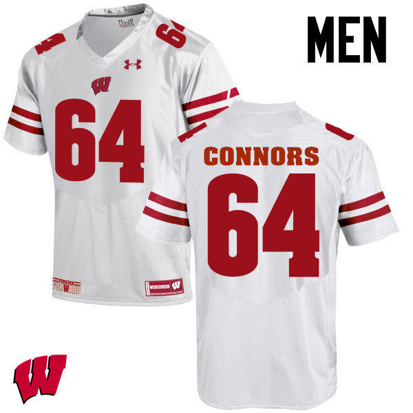Men Wisconsin Badgers #64 Brett Connors College Football Jerseys-White